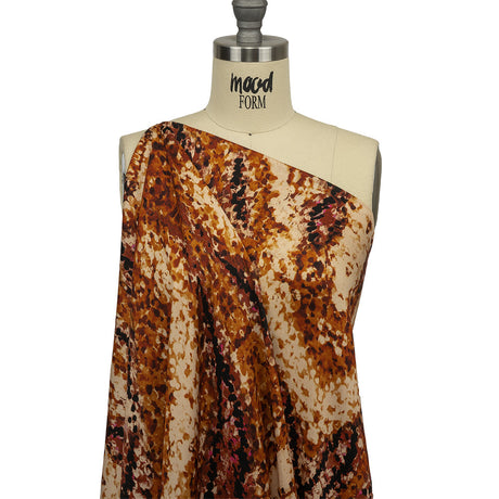 Rayon Challis - Beige and Orange Abstract - Summit Sketches Print - Mood Exclusive Rockland Collection