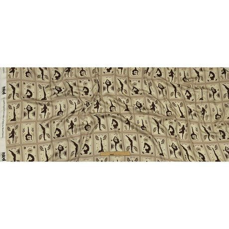 Rayon Challis - Beige and Brown Yoga Cards - Finding Balance Print - Mood Exclusive Rockland Collection