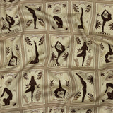 Rayon Challis - Beige and Brown Yoga Cards - Finding Balance Print - Mood Exclusive Rockland Collection