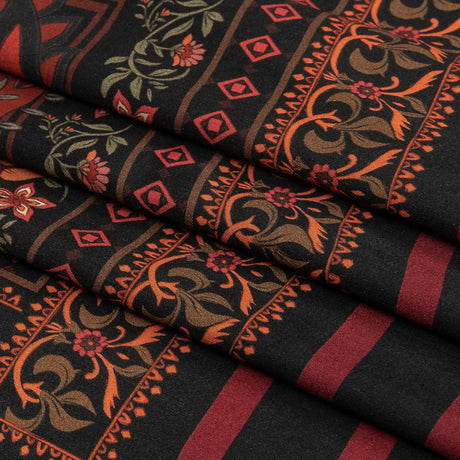 Rayon Challis - Black and Red Paisley - Kaleidoscope Dreams Print - Mood Exclusive Rockland Collection