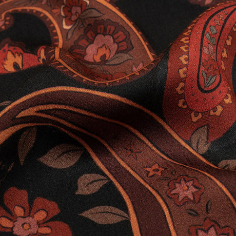 Rayon Challis - Black and Red Paisley - Kaleidoscope Dreams Print - Mood Exclusive Rockland Collection