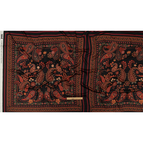 Rayon Challis - Black and Red Paisley - Kaleidoscope Dreams Print - Mood Exclusive Rockland Collection