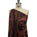 Rayon Challis - Black and Red Paisley - Kaleidoscope Dreams Print - Mood Exclusive Rockland Collection