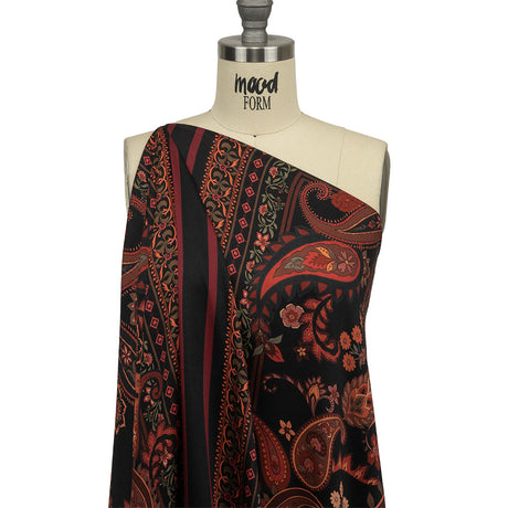 Rayon Challis - Black and Red Paisley - Kaleidoscope Dreams Print - Mood Exclusive Rockland Collection
