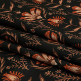 Stretch Cotton Sateen - Black and Orange Floral - Watching the Fire Print - Mood Exclusive Rockland Collection