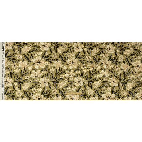 Stretch Cotton Sateen - Light Green Painterly Floral - Green Wildflower Walk Print - Mood Exclusive Rockland Collection