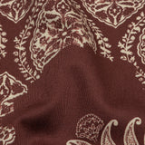 Stretch Cotton Sateen - Beige and Burgundy Paisley - Impressions in Time Print - Mood Exclusive Rockland Collection
