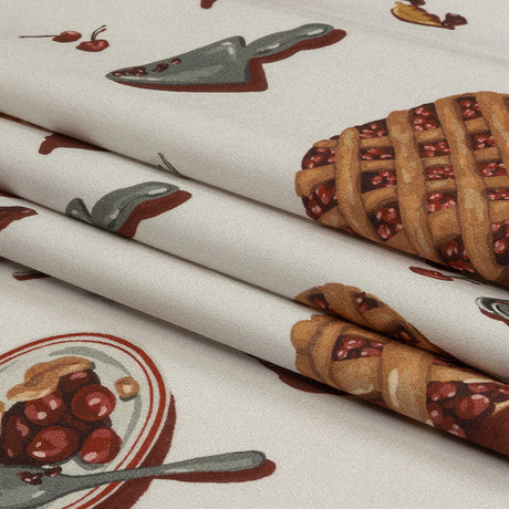 Stretch Cotton Sateen - White Cherry Pies - Baked Fresh Print - Mood Exclusive Rockland Collection