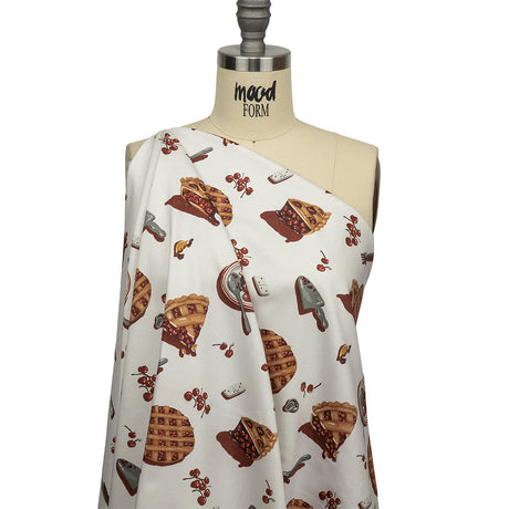 Stretch Cotton Sateen - White Cherry Pies - Baked Fresh Print - Mood Exclusive Rockland Collection