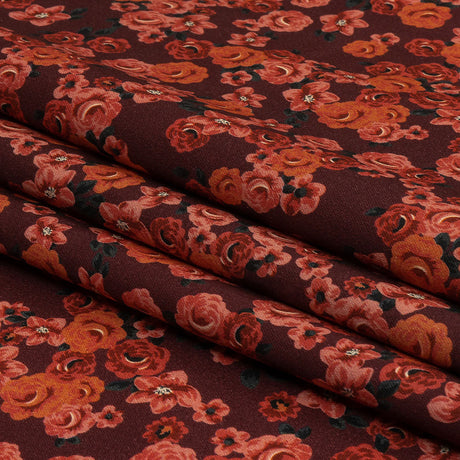 Stretch Cotton Sateen - Red Floral - Rose Garden Romance Print - Mood Exclusive Rockland Collection