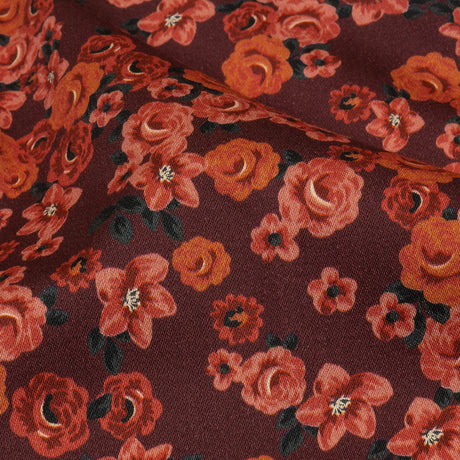 Stretch Cotton Sateen - Red Floral - Rose Garden Romance Print - Mood Exclusive Rockland Collection