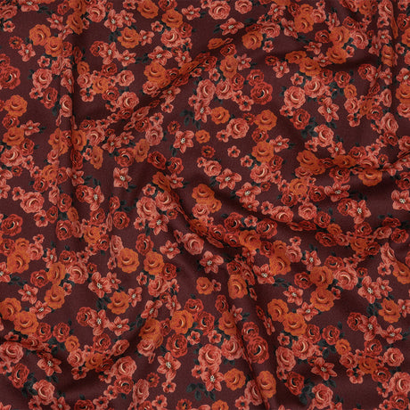 Stretch Cotton Sateen - Red Floral - Rose Garden Romance Print - Mood Exclusive Rockland Collection