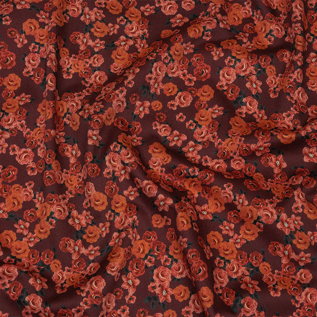 Stretch Cotton Sateen - Red Floral - Rose Garden Romance Print - Mood Exclusive Rockland Collection