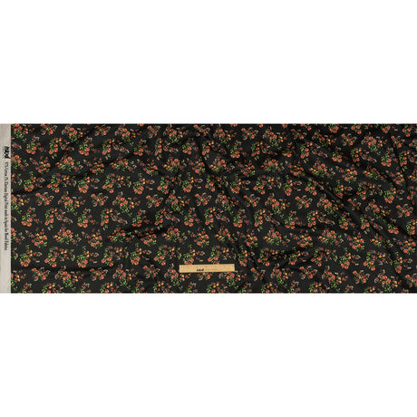 Stretch Cotton Sateen - Black and Pink Floral - Mason Jar Bouquet Print - Mood Exclusive Rockland Collection