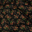 Stretch Cotton Sateen - Black and Pink Floral - Mason Jar Bouquet Print - Mood Exclusive Rockland Collection