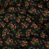 Stretch Cotton Sateen - Black and Pink Floral - Mason Jar Bouquet Print - Mood Exclusive Rockland Collection