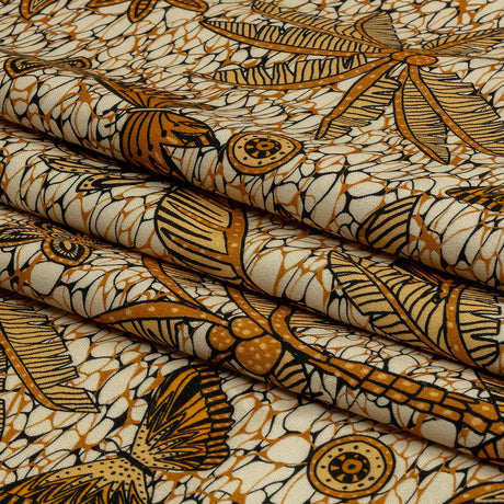 Stretch Cotton Sateen - Orange and White Palm Trees - Sunny Summers Print - Mood Exclusive Rockland Collection