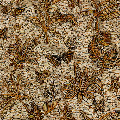 Stretch Cotton Sateen - Orange and White Palm Trees - Sunny Summers Print - Mood Exclusive Rockland Collection