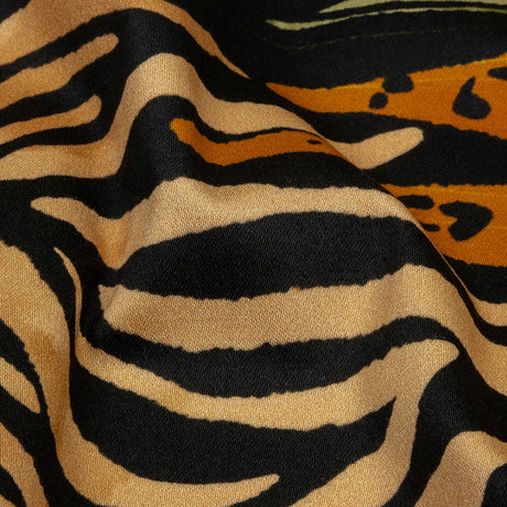 Stretch Cotton Sateen - Beige and Black Wings and Tiger Stripes - Wild Wonders Print - Mood Exclusive Rockland Collection