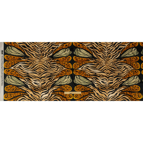 Stretch Cotton Sateen - Beige and Black Wings and Tiger Stripes - Wild Wonders Print - Mood Exclusive Rockland Collection