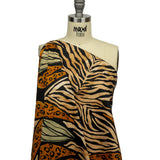 Stretch Cotton Sateen - Beige and Black Wings and Tiger Stripes - Wild Wonders Print - Mood Exclusive Rockland Collection
