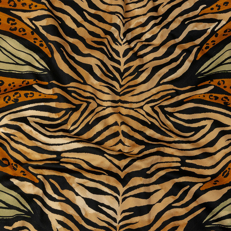 Stretch Cotton Sateen - Beige and Black Wings and Tiger Stripes - Wild Wonders Print - Mood Exclusive Rockland Collection