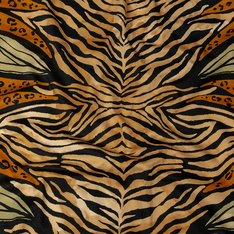Stretch Cotton Sateen - Beige and Black Wings and Tiger Stripes - Wild Wonders Print - Mood Exclusive Rockland Collection