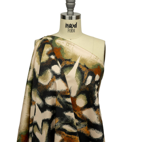 Stretch Cotton Sateen - Black and Beige Abstract - From the Earth Print - Mood Exclusive Rockland Collection