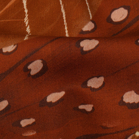 Stretch Cotton Sateen - Brown and Orange Decorated Diagonal Stripes - Wind in Your Wings Print - Mood Exclusive Rockland Collection