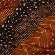 Stretch Cotton Sateen - Brown and Orange Decorated Diagonal Stripes - Wind in Your Wings Print - Mood Exclusive Rockland Collection
