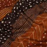 Stretch Cotton Sateen - Brown and Orange Decorated Diagonal Stripes - Wind in Your Wings Print - Mood Exclusive Rockland Collection