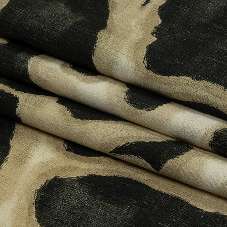 Stretch Cotton Sateen - Black and Beige Abstract Spots - Fragments of Memory Print - Mood Exclusive Rockland Collection