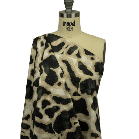 Stretch Cotton Sateen - Black and Beige Abstract Spots - Fragments of Memory Print - Mood Exclusive Rockland Collection
