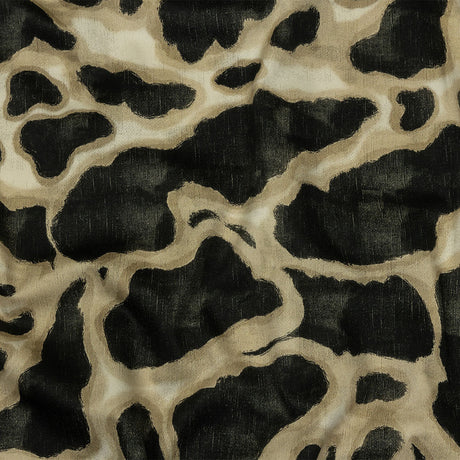 Stretch Cotton Sateen - Black and Beige Abstract Spots - Fragments of Memory Print - Mood Exclusive Rockland Collection