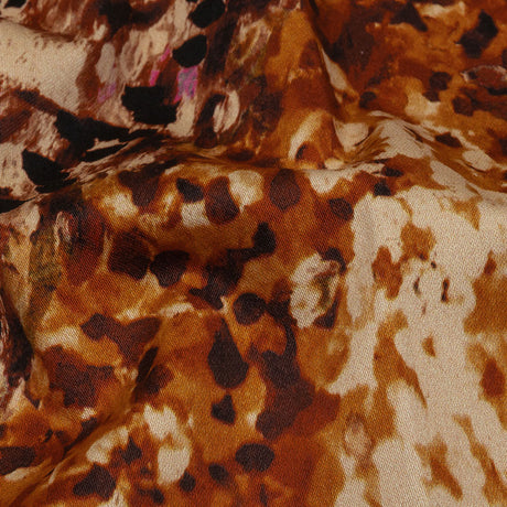 Stretch Cotton Sateen - Beige and Orange Abstract - Summit Sketches Print - Mood Exclusive Rockland Collection