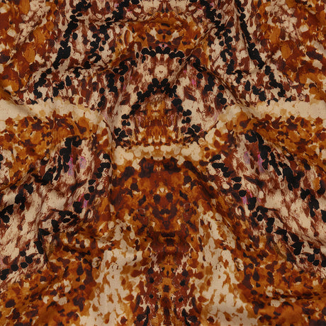 Stretch Cotton Sateen - Beige and Orange Abstract - Summit Sketches Print - Mood Exclusive Rockland Collection