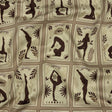 Stretch Cotton Sateen - Beige and Brown Yoga Cards - Finding Balance Print - Mood Exclusive Rockland Collection