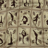 Stretch Cotton Sateen - Beige and Brown Yoga Cards - Finding Balance Print - Mood Exclusive Rockland Collection