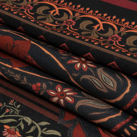 Stretch Cotton Sateen - Black and Red Paisley - Kaleidoscope Dreams Print - Mood Exclusive Rockland Collection