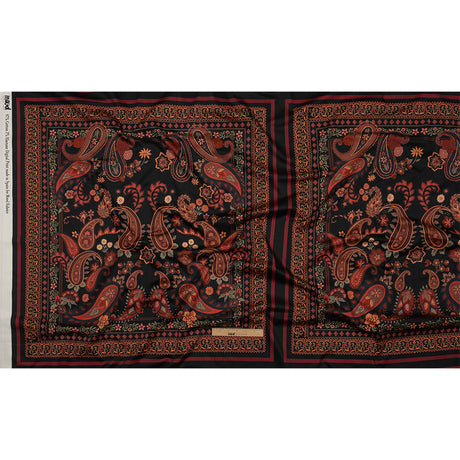 Stretch Cotton Sateen - Black and Red Paisley - Kaleidoscope Dreams Print - Mood Exclusive Rockland Collection