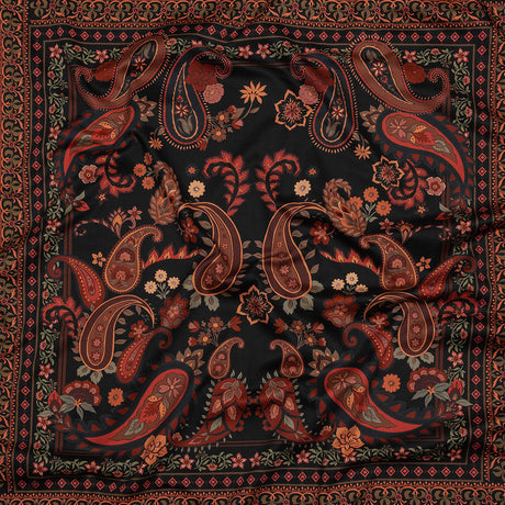 Stretch Cotton Sateen - Black and Red Paisley - Kaleidoscope Dreams Print - Mood Exclusive Rockland Collection
