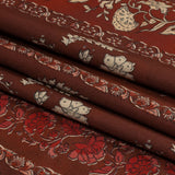 Stretch Cotton Sateen - Burgundy Floral Stripes - Garden Paths Print - Mood Exclusive Rockland Collection