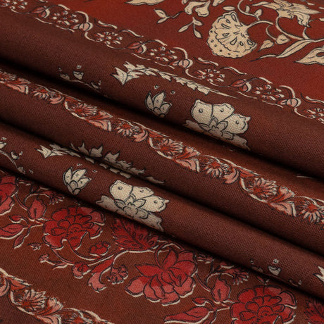Stretch Cotton Sateen - Burgundy Floral Stripes - Garden Paths Print - Mood Exclusive Rockland Collection