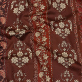 Stretch Cotton Sateen - Burgundy Floral Stripes - Garden Paths Print - Mood Exclusive Rockland Collection