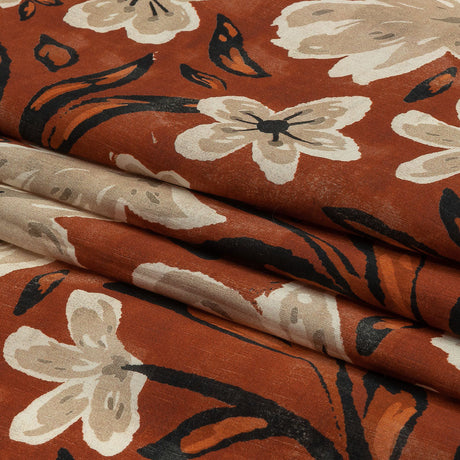 Cotton Voile - Burnt Orange Painterly Floral - Wildflower Walk Print - Mood Exclusive Rockland Collection