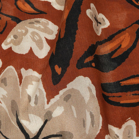 Cotton Voile - Burnt Orange Painterly Floral - Wildflower Walk Print - Mood Exclusive Rockland Collection