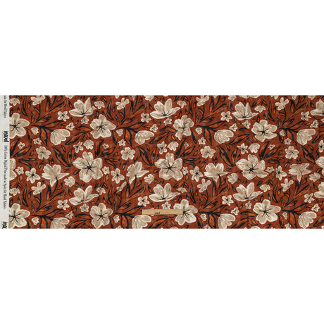 Cotton Voile - Burnt Orange Painterly Floral - Wildflower Walk Print - Mood Exclusive Rockland Collection