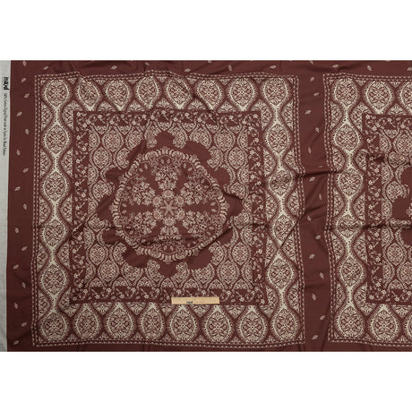 Cotton Voile Panel - Beige and Burgundy Paisley - Impressions in Time Print - Mood Exclusive Rockland Collection