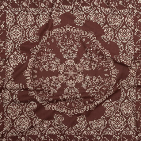 Cotton Voile Panel - Beige and Burgundy Paisley - Impressions in Time Print - Mood Exclusive Rockland Collection