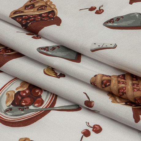 Cotton Voile - White Cherry Pies - Baked Fresh Print - Mood Exclusive Rockland Collection